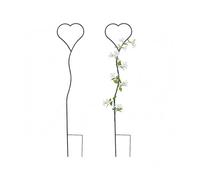 Relaxdays, Set de 2 Soportes, corazón, Al x An: 116 x 22 cm, Rejilla para trepadoras, Metal, autoportante, Negro