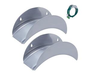 Relaxdays Set de 2 Soportes Manguera Pared, Cuelgamangueras Jardín y Exterior, para hasta 30 m y 1/2", Metal, Gris