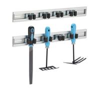 Relaxdays Soporte para Herramientas, Set de 2, Portaherramientas de Pared, 4 Pinzas, Organizador, Aluminio, Plateado, Acero Inoxidable, 5,5 x 48,5 x 4,5 cm