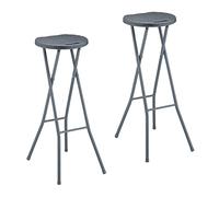 Relaxdays Set de 2 Taburetes Altos para Cocina, Banquetas de Bar, Plegables, Plástico, Acero, 80 x 34 x 45 cm, Gris