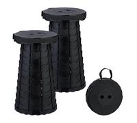 Relaxdays Set 2 taburetes telescópicos de camping negro