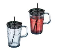 Relaxdays Set de 2 vasos con asa gris