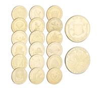 Relaxdays Monedas Ratoncito Pérez, 20 Unidades, 4 cm Ø, Diseño Cuento de Hadas, Regalo para Dientes Caídos Niños, Dorado