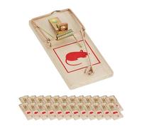 Relaxdays Set de 25 Trampas para Ratones, Ratonera Cepo Clásica, Reutilizable, No Tóxico, Madera y Metal, Natural, 2 x 4,5 x 10 cm