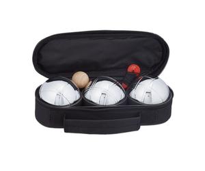 Relaxdays Set de 3 bolas de petanca negro,plata