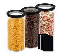 Relaxdays Set de 3 botes de 1200 ml negro,transparente