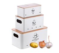 Relaxdays Juego de 3 cajas de almacenamiento blanco,marrón claro