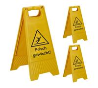 Relaxdays Set de 3 carteles «Suelo mojado» amarillo,negro