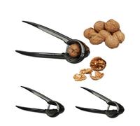 Relaxdays Set 3 Cascanueces, Partenueces, 6 x 18,5 x 7,5 cm, Abridor Almendras Metal, para Amantes Frutos Secos, Negro