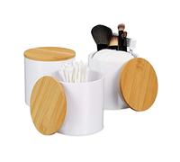 Relaxdays Set de 3 dispensadores de Discos de algodón, Cajas Transparentes con Tapa, Fibra acrílica