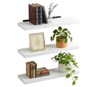 Relaxdays Set de 3 estanterías de Pared Efecto Madera, Metal, 4x100x23 cm, Tonos Variados