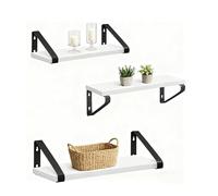 Relaxdays Set de 3 estanterías de Pared Efecto Madera y Metal, Medidas 30, 35 y 40 cm, Blanca, para Libros y decoración