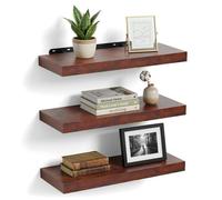 Relaxdays Set de 3 estantes de pared marrón,negro