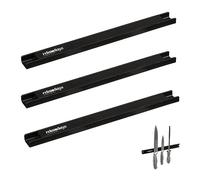 Relaxdays Set de 3 Imanes Cuchillos, 30 cm de Largo, Acero, Barras Magnéticas Herramientas, Atornillar a la Pared, Negro
