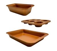 Relaxdays Set de 3 moldes para hornear cobre