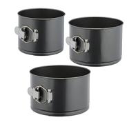 Relaxdays Moldes Bizcocho Altos, Set de 3, 14/16/18 cm Ø, Redondos, Bizcocheras Antiadherentes, Acero, Antracita