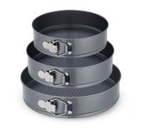 Relaxdays Set Moldes de Bizcocho, 3 Bizcocheras Redondas, 24/26/28 cm Ø, Acero Inoxidable, Antiadherentes, Antracita