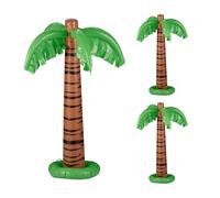 Relaxdays Inflable 3 Unidades Pack 3 Palmeras Hinchable, Juguetes Piscina y Playa, Decoración Fiesta Verano, 80 cm Alto, Verde y Marrón, 80 x 62 cm