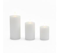 Relaxdays Set de 3 Velas LED con Llama Parpadeante, Cera Real, sin Llama, tamaños Variados, Blancas 18x7.5x7.5 cm
