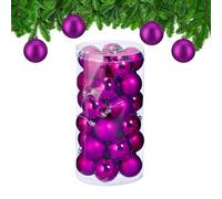 Relaxdays Set de 30 bolas para árbol de Navidad fucsia,plata