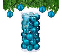 Relaxdays Set de 30 bolas para árbol de Navidad plata,turquesa