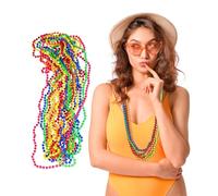 Relaxdays Juego Perlas de Colores Set de 30 Collares de Cuentas, Neón, Estilo Hippie, Accesorio Disfraz, Fiesta Temática Años 80, Multicolor, 49 cm