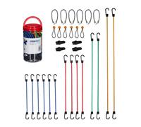 Relaxdays Set 30 Pulpos Elásticos, Tensor Equipaje con Gancho, Camping, Bici, Expansor Universal, 6 Tamaños, Multicolor, Caucho, 125 cm