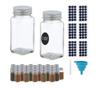 Relaxdays Set de 36 botes para especias plata,transparente