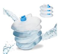 Relaxdays Set de 4 bidones de agua plegables oval azul,transparente