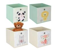 Relaxdays Set de 4 cajas de almacenaje infantiles amarillo,verde