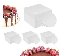 Relaxdays Set de 4 Cajas para Tartas, con Bases In artón Blanco