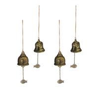 Relaxdays Set de 4 carillones de viento feng shui beige,oro