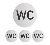 Relaxdays Set de 4 carteles autoadhesivos para WC negro,plata