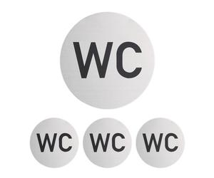 Relaxdays Set de 4 carteles autoadhesivos para WC negro,plata