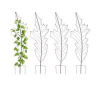 Relaxdays Set de 4 celosías en Forma de Hoja, 100x30 cm, Metal, Soporte para Plantas trepadoras, jardín, marrón