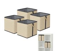 Relaxdays Set de 4 cestas de bambú y Tela para Almacenamiento, baño o estantería, 30×30×30 cm, Natural y Negro