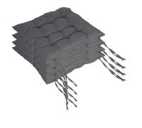 Relaxdays Set de 4 cojines de silla acolchados antracita