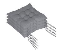 Relaxdays Set de 4 cojines de silla acolchados gris
