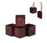 Relaxdays Set de 4 elevadores mesa, cama, muebles rojo oscuro