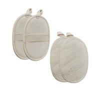 Relaxdays Set de 4 Esponjas de Lufa, para Cuerpo y Cara, Exfoliación Suave y Profunda, Manoplas de Baño Naturales, Beige, Fibra Vegetal, 18 x 11 x 0,5 cm