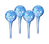 Relaxdays Globos de Riego de Cristal, Set de 4, 15x6 cm, Bolas para Regar Plantas, Autorriego Vacaciones, Azul, 15 x 6 cm