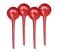 Relaxdays Globos de Riego de Cristal, Set de 4, 30x9 cm, Bolas para Regar Plantas, Autorriego Vacaciones, Rojo