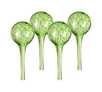 Relaxdays Globos de Riego de Cristal, Set de 4, 15x6 cm, Bolas para Regar Plantas, Autorriego Vacaciones, Verde