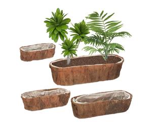 Relaxdays Set de 4 jardineras largas marrón