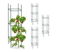 Relaxdays Set de 4 jaulas tomates 120 cm verde oscuro