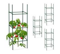 Relaxdays Set de 4 jaulas tomates 90 cm verde oscuro