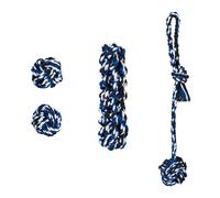 Relaxdays Set de 4 juguetes de cuerda para perro blanco,azul,negro
