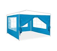Relaxdays Set de 4 Laterales Carpa, 3 Paredes Cenador con Ventana y 1 Cortina Lateral con Cremallera, 2x3 m, Azul Claro