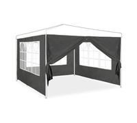 Relaxdays Set de 4 laterales de carpa grises blanco,transparente,gris