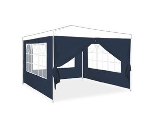 Relaxdays Set de 4 laterales para carpa azules blanco,azul,transparente